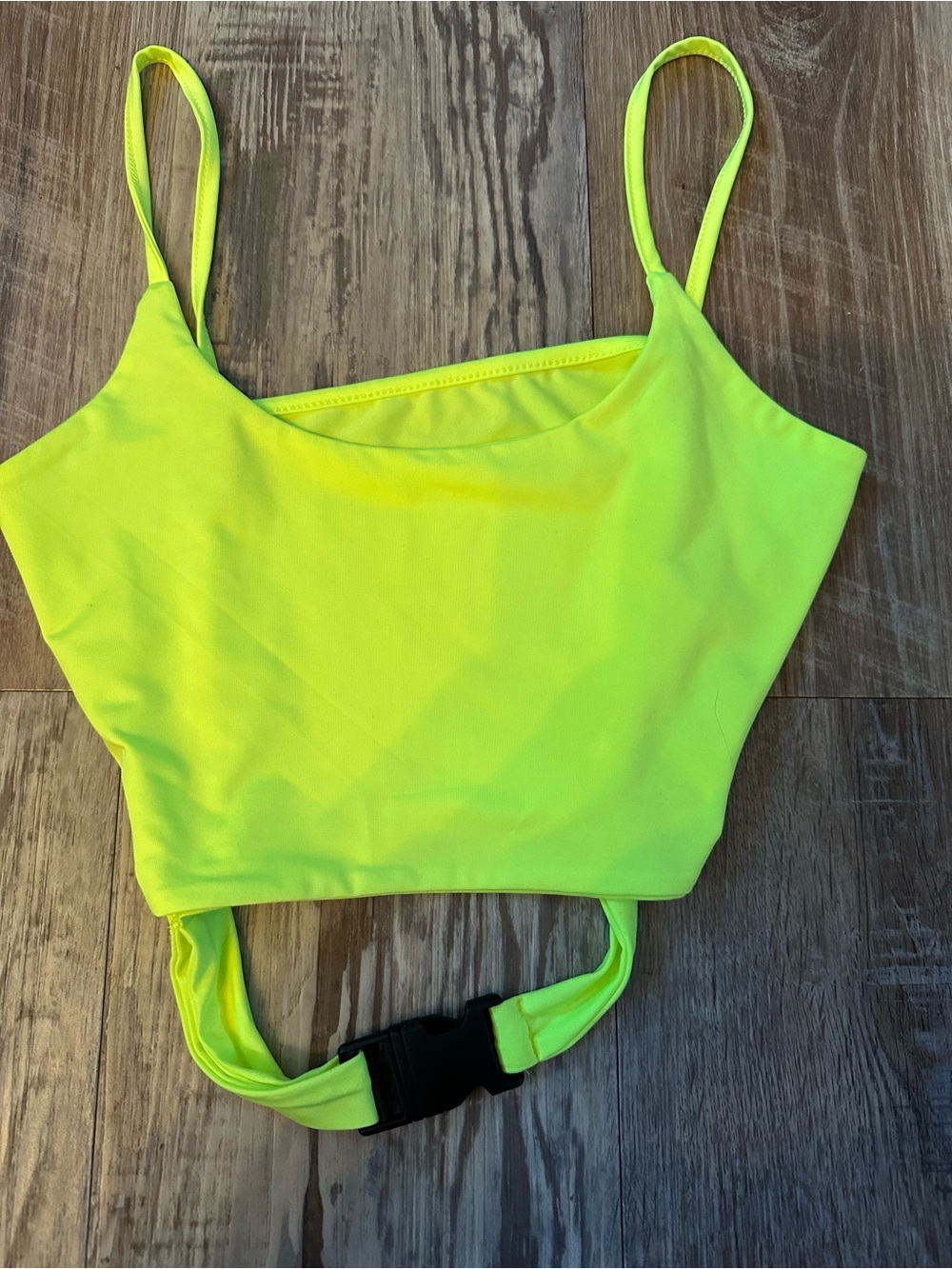 Small Neon Green Cropped Tank Top with Buckle Strap